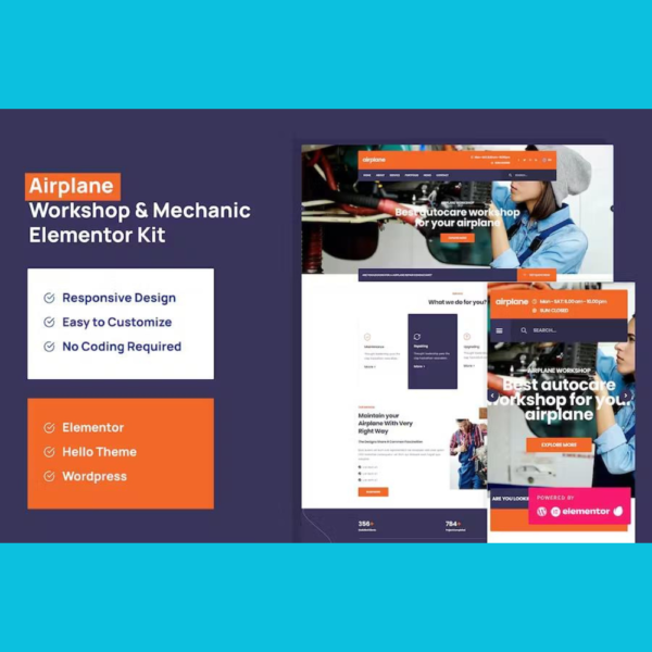 Airplane – Mechanic Workshop Elementor Template Kit