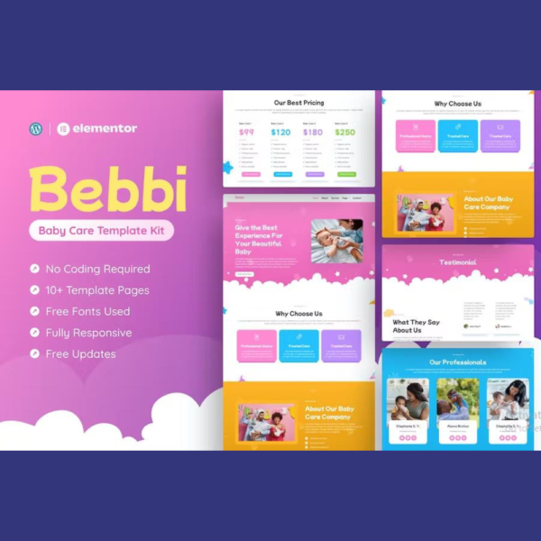 Bebbi – Creative Baby Care Elementor Pro Template Kit