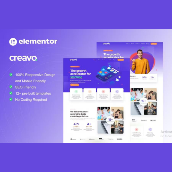 Creavo – Creative Agency & Digital Marketing Elementor Template Kit
