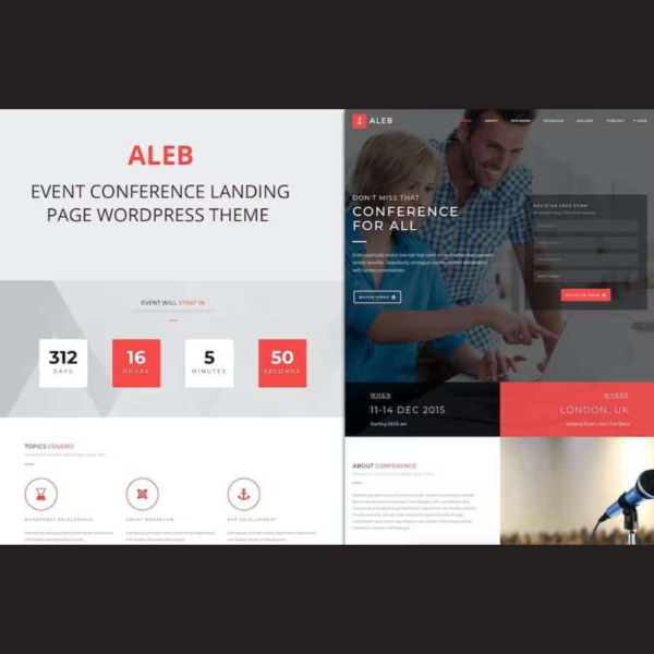 Event Landing Page WordPress Theme for Conference Marketing - Aleb