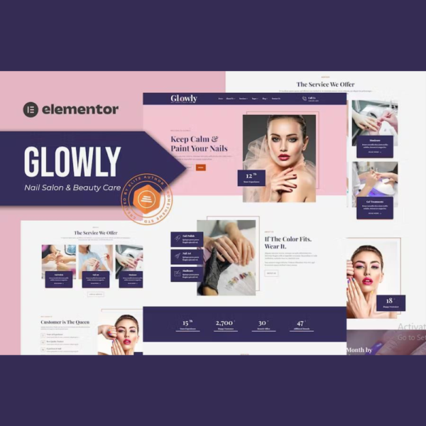 Glowly – Nail Salon & Beauty Care Elementor Template Kit