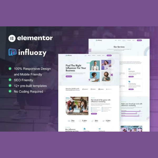 Influozy – Influencer Marketing Agency Elementor Pro Template Kit
