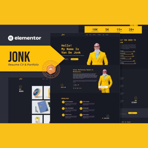 Jonk – Resume CV & Portfolio Elementor Template Kit