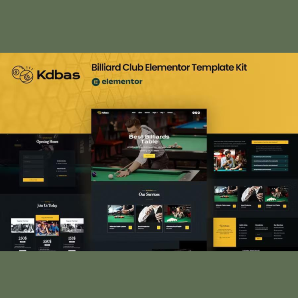 Kdbas – Billiard Club Elementor Template Kit