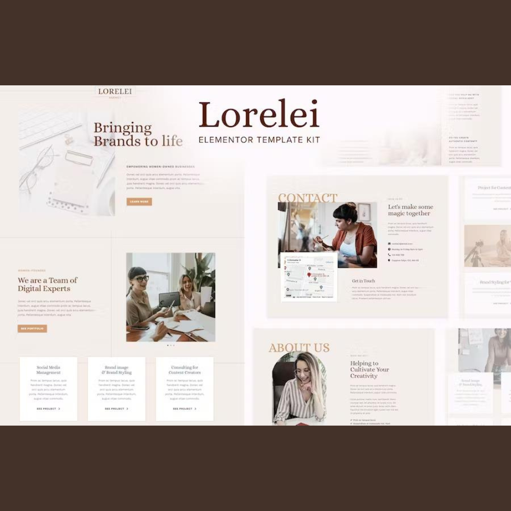 Lorelei – Feminine Business Elementor Template Kit Lorelei – Feminine Business Elementor Template Kit - Image 1