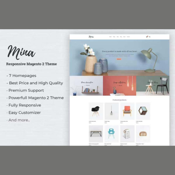 Mina – Responsive Furniture, Handmade Shop Magento 2 Theme