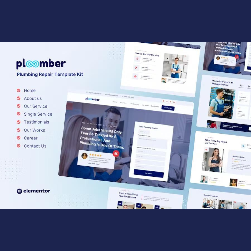 Ploomber – Plumbing Repair Elementor Template Kit Ploomber – Plumbing Repair Elementor Template Kit - Image 1
