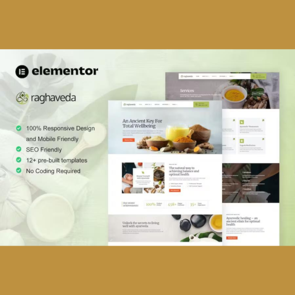 Raghaveda – Ayurveda Treatment & Spa Elementor Template Kit