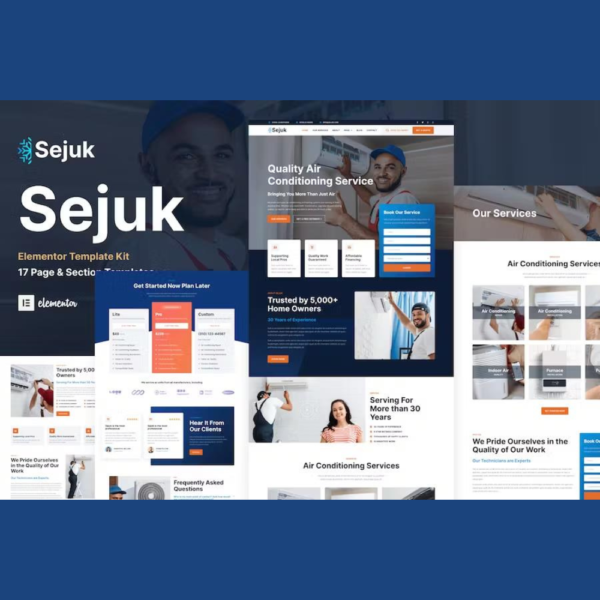 Sejuk - Air Conditioner & HVAC Repair Service Elementor Pro Template Kit