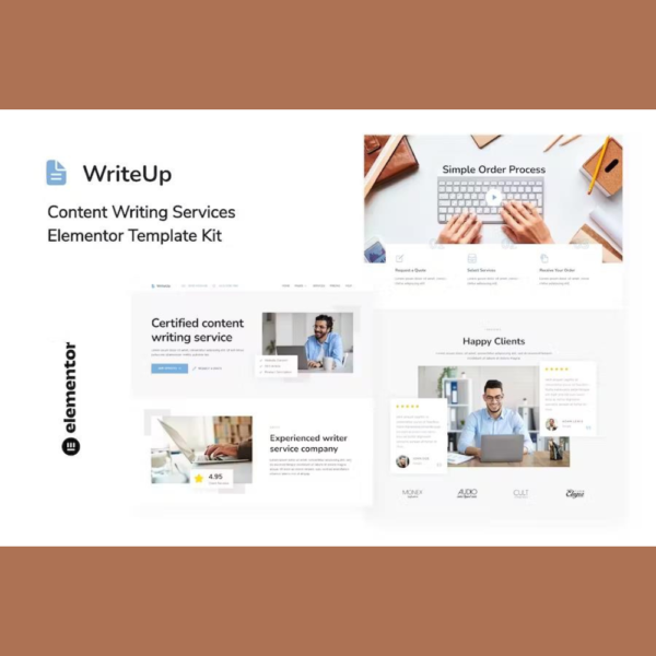 WriteUp – Content Writing Services Elementor Template Kit