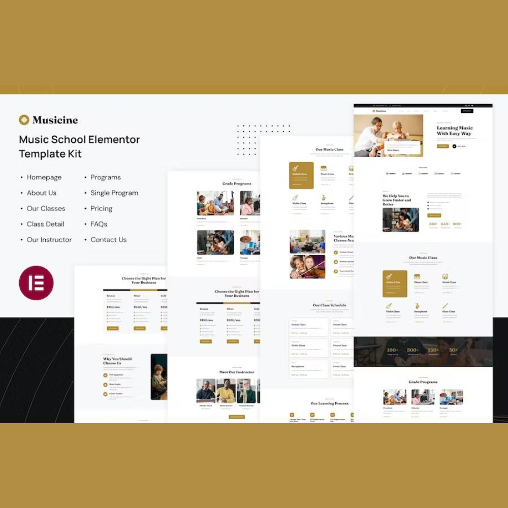 Musicine – Music School Elementor Template Kit Musicine – Music School Elementor Template Kit - Image 1