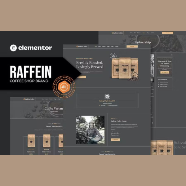 Raffein – Coffee Shop Brand Elementor Template Kit