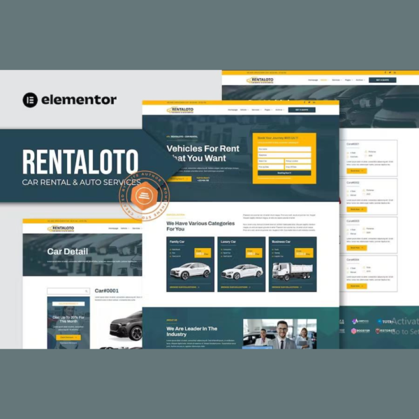 Rentaloto – Car Rental & Auto Services Elementor Template Kit