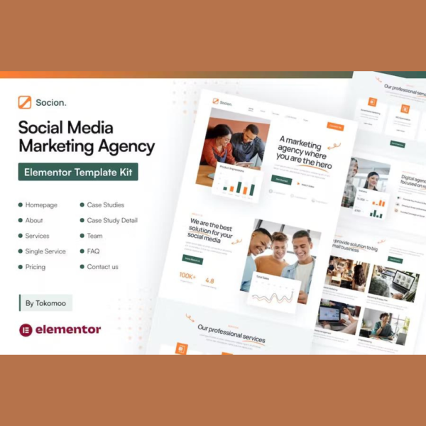 Socion – Social Media Marketing Agency Elementor Pro Template Kit