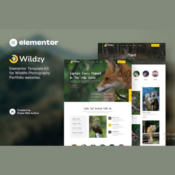 Wildzy – Wildlife Photography Elementor Template Kit
